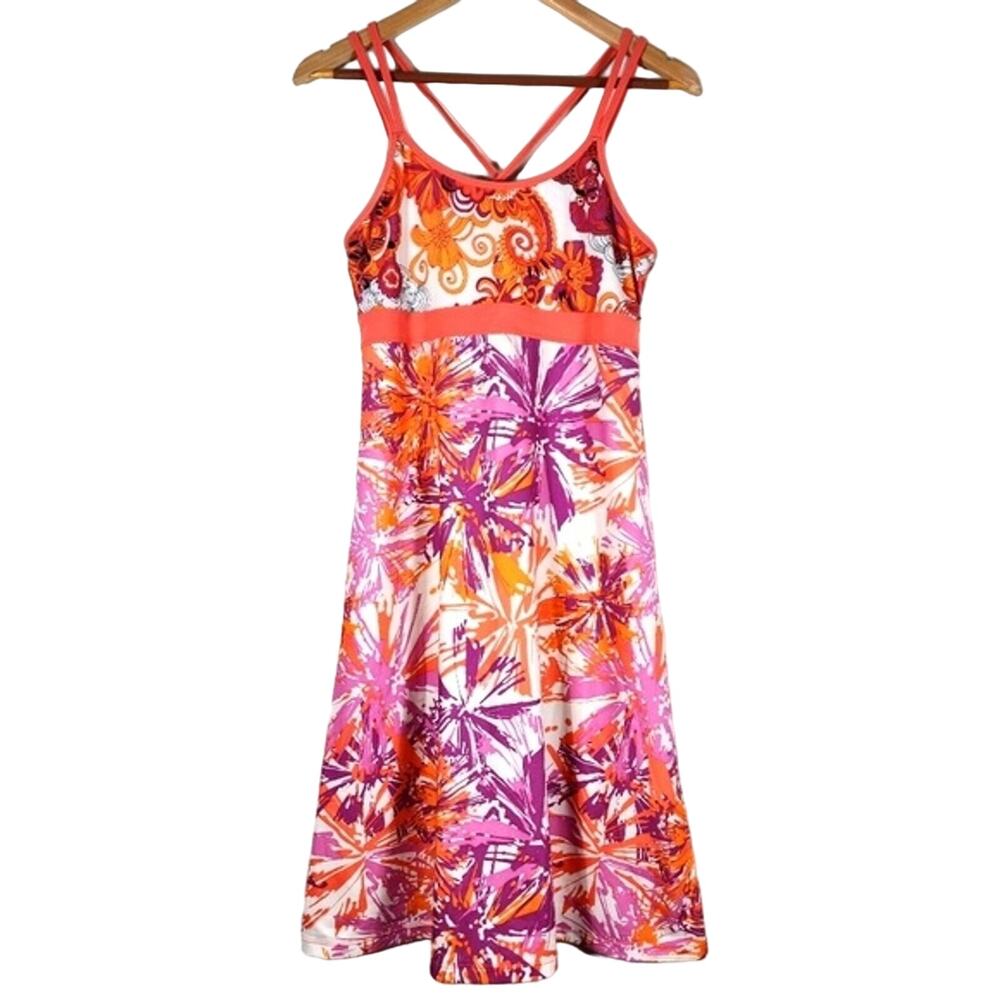 PrAna Breathe Athleisure Cross Back Floral Dress Size Med